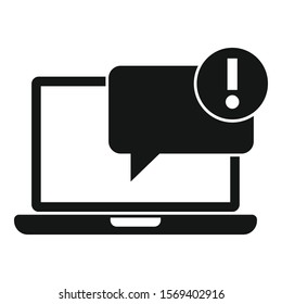 Laptop notification icon. Simple illustration of laptop notification vector icon for web design isolated on white background
