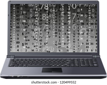 laptop with numbers on display