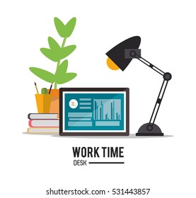 laptop office work time supply icon, vector