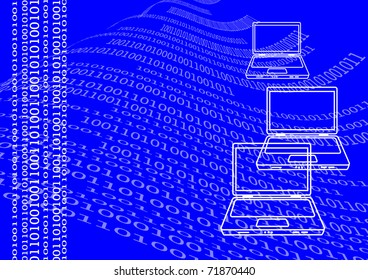 Laptop on a blue background