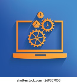 Laptop on blue background,clean vector