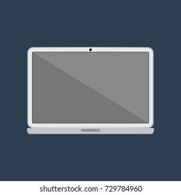 laptop on the dark blue background