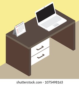 Laptop on a desk. Vector