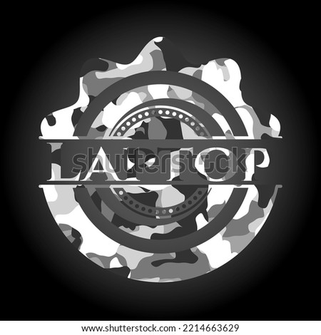 Laptop on grey camo pattern 