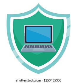 laptop on shield emblem