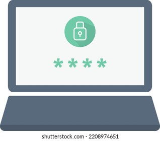 Laptop On Transparent Background Password Locked Stock Vector (Royalty ...
