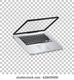 Laptop  on transparent background. Template framework. Insert your picture. Vector illustration. 

