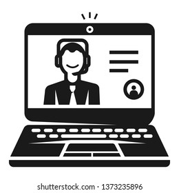 Laptop on webinar icon. Simple illustration of laptop on webinar vector icon for web design isolated on white background
