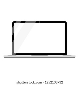 Laptop on white background. Isolated icon. Slim PC. Flat style.