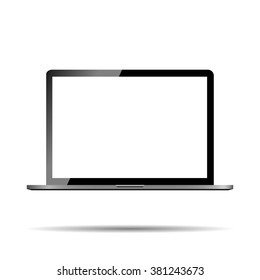 Laptop on white background, vector