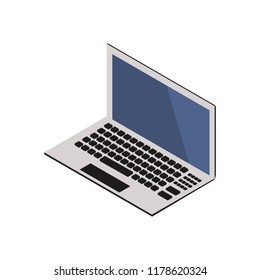 Laptop on white isolated background.Shape for icons, logo, web design. Vector illustration.