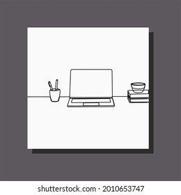 laptop one line art continuous line