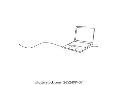 Laptop one line art Of minimalist vector icon with Black And white
