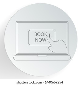 Laptop with on-line booking icon. Vector illustration.