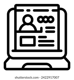 Laptop online content icon outline vector. Brand man slender. Data trade