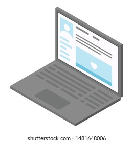 Laptop online icon. Isometric of laptop online vector icon for web design isolated on white background