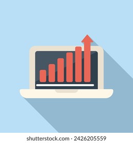 Laptop online management icon flat vector. Survey risk. Digital project