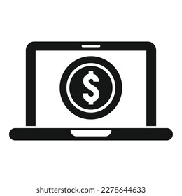 Laptop online money icon simple vector. Payment cash. Digital pay