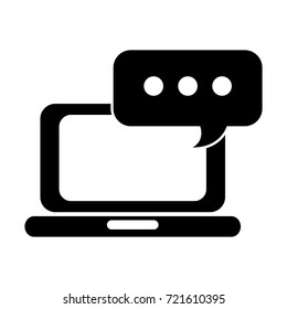 laptop online speech bubble chat communication