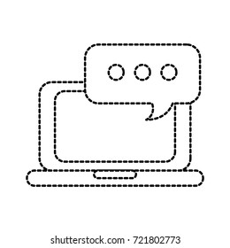 laptop online speech bubble chat communication