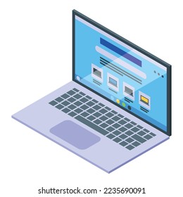 Laptop online store icon isometric vector. Electronic retail. Digital consumer