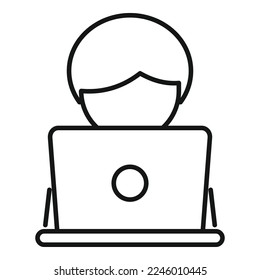 Laptop online study icon outline vector. Class training. Student course