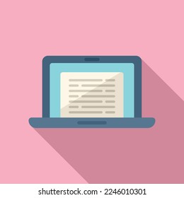 Laptop online test icon flat vector. Remote course. Desk education