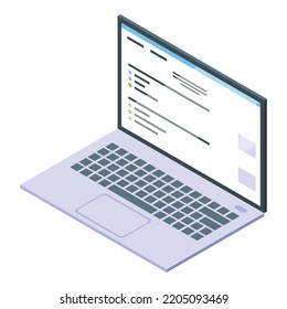 Laptop online test icon. Isometric of laptop online test vector icon for web design isolated on white background