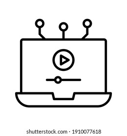 Laptop, online, video, group, network icon vector image. Can also be used for online education. Suitable for use on web apps, mobile apps and print media.