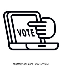 Laptop online vote icon. Outline Laptop online vote vector icon for web design isolated on white background