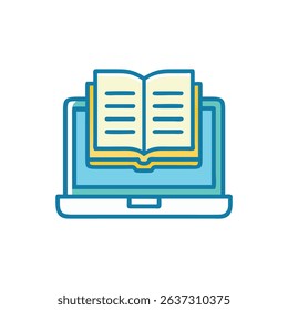 Laptop and Open Book Symbolizing Online Education and Learning
