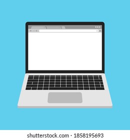 Laptop with open browser. Vector.