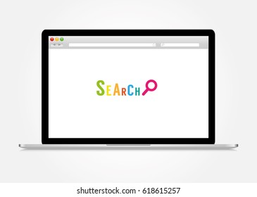 Laptop with open browser. vector illustration
