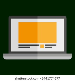 Laptop with open browser window icon. Online webpage browsing concept. Internet research symbol. Digital education tool. Vector illustration. EPS 10.