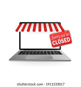 Laptop open closed tablet in modern style. Laptop screen. Technology background. Isolated vector illustration. Web design.