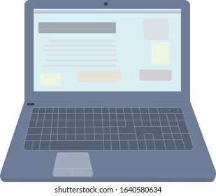 Laptop with open internet site. Vector illustration.