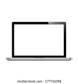 laptop open screen white background