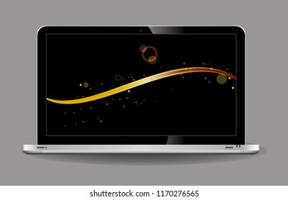 laptop opened style. with clear display and modern design-isolated grey. easy to modify