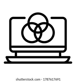 Icono del sistema operativo de la laptop. Esquema del icono vector del sistema operativo del portátil para el diseño web aislado en fondo blanco