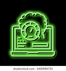 portátil optimiza el vector de señal de luz de neón. ilustración de optimización de portátiles