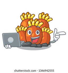 With laptop orange coral reef toys shape cartoon