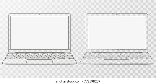 Laptop Outline. Computer Outline Vector Eps10