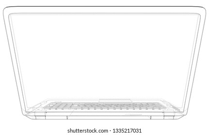 Laptop. outline computer. Vector illustration Illustration of 3d