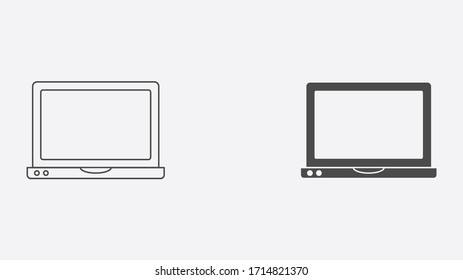 Símbolo de icono de contorno de portátil y vectorial relleno