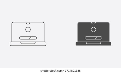 Laptop outline and filled vector icon sign symbol