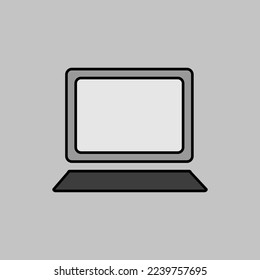 Laptop outline grayscale icon. Workspace sign. Graph symbol for your web site design, logo, app, UI. Vector illustration, EPS10.
