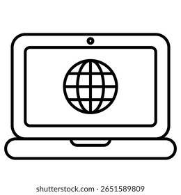 Laptop outline icon isolated on white