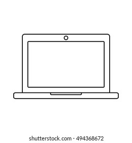 Laptop Outline Icon On The White Background. Vector Design