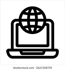 Laptop Outline Icon. Simple Vector Illustration on White Background