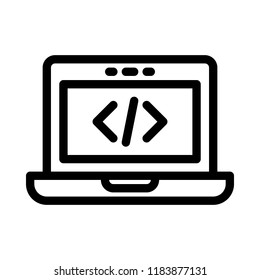 Laptop Outline Icon Vector